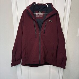 Helly Hansen Jacket Mens Juniper 3.0 Large Burgundy Helly Tech  Hooded Ski